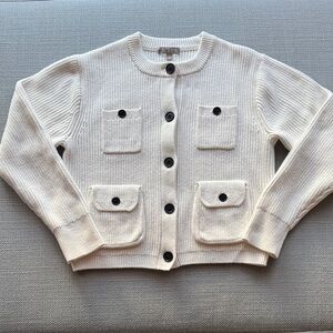 J. Crew Ivory Knit Cardigan with Dark Buttons